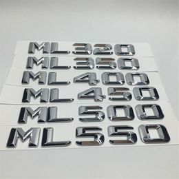 Car Stickers Chrome ML320 ML350 ML400 ML450 ML500 ML550 Rear Trunk Emblem Badge Letters For Mercedes Benz ML Class236b