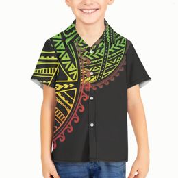 Men's Casual Shirts Kid Boy Polynesian Tribal Tongan Totem Tattoo Tonga Prints Fashion Baby Girl Shirt Child Loose Outfit Spring Fall Tee