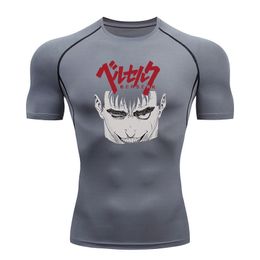 Damen T-Shirt Anime Berserk Kompressions-T-Shirts Schnell trocknend Fußball Laufen Fitnessstudio Fitness Enge Sportbekleidung Kurzarm Sommershirt Atmungsaktiv 230731