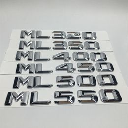 Car Stickers Chrome ML320 ML350 ML400 ML450 ML500 ML550 Rear Trunk Emblem Badge Letters For Mercedes Benz ML Class318o