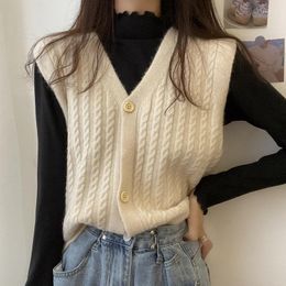 Women's Vests Woman Jacket Vest Autumn Winter Knitting Loose Cropped Sweater Top Sleeveless Cardigan Coat Chaleco Mujer