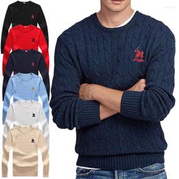 Men's Sweaters High Quality Brand Fit Type Twist Style Cotton Embroidery O-Neck Comfortable Slim Knit Sweater 8519