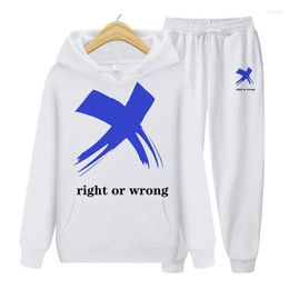 Men's Hoodies Trend Sports Brands Right Or Wrong Clothing Hoodie Pants Kids Set Unisex Pullover Man Tracksuits Oversized Man's