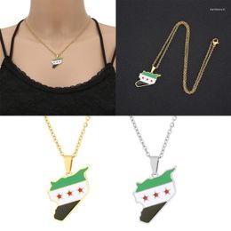 Pendant Necklaces Syrians Map Charm Necklace Jewelry Stainless Steel Flag Clavicle Chain Traditional Ethnic