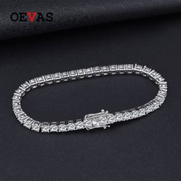 Bangle OEVAS 100% 925 Sterling Silver 3mm Created Diamond Gemstone Bangle Charm Wedding Tennis Bracelet Fine Jewellery Wholesale DropShip 230731