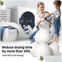 Other Laundry Products Wool Dryer Balls Premium Reusable Natural Fabric Softener Static Reduces Helps Dry Clothes In Laundrys Quicke Dh4Rv