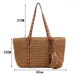 Evening Bags Ladies Casual Straw Tote Bag Luxury Quality Large Capacity Shoulder Summer Outdoor Shopping Handbag Beach Travel