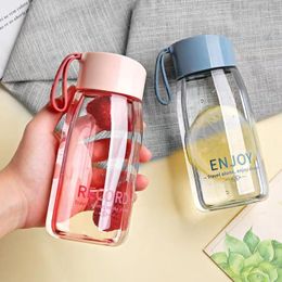 Water Bottles 380ml Plastic Letter Print 2023 Summer Transparent Bottle Outdoor Sports Cup Mug Student Portable