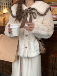 Women's Fur Furry Coat 2023 Winter Short Loose Lace-up One Faux Long Clothes Women Fashion Coats