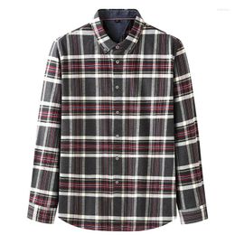 Men's Casual Shirts Arrival Fashion Suepr Large Autumn Youth Square Collar Cotton Plaid Brushed Long Sleeve Shirt Men Plus Size 2XL-7XL8XL