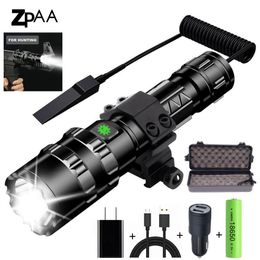 Flashlights Torches 65000LM Professional LED Flashlight for Hunting Tactical Night Scout Lights Set L2 Fish Light USB Rechargeable Waterproof Torch 230801