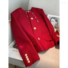 Women's Jackets Jacket Coat The Spring Autumn 2023 French Red Small Fragrance Overwear Female Design Sense Short Fashion Outcoat