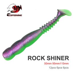 Baits Lures ESFISHING Rock Viber Shad 50mm 95mm 115mm Shiner Sea Soft Pesca Artificial Silicone Isca Fishing 230801