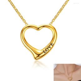 Pendant Necklaces Fashion Hollow Love Women Golden Necklace Stainless Steel Heart Shaped English Female Wedding Jewellery