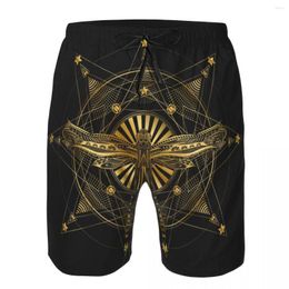 Men's Shorts Beach Short Swim Geraldic With Flying Gold Dragonfly Surfing Sport Board Swimwear