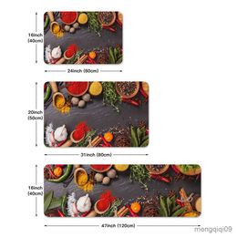 Carpets 1pc Spices Print Kitchen Mat Carpet Floor Mat Washable Home Entrance Doormat Bedroom Carpet Living Room Decorative R230801