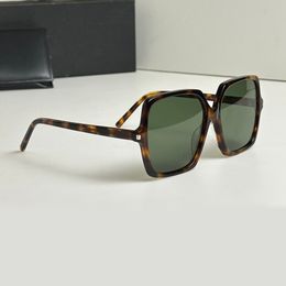 Oversized Square Sunglasses 591 Havana Green Lens Women Summer Shades Sunnies UV protection Eyewear with Box