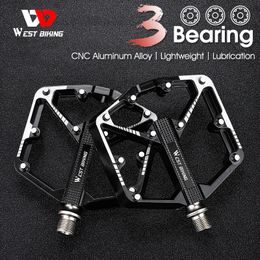 Bike Pedals WEST BIKING Ultralight 3 Bearing Bicycle Widen Aluminium Alloy BMX MTB Road Sealed Pedal Cycling Accessories 230801