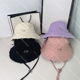 Brand Drawstring Bucket Hat Designer Solid Colour Fisherman Hat Lace Up Straps Caps Hats 4 Colours Sun Cap