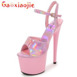 Dress Shoes 2023 Strippers Pole Dance Women Sexy Show Sandals 15 17 20 CM High Heels Platform Bright Girls Shoe for Party 230731