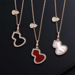 S925 Sterling Silver Gourd Designer Pendant Necklaces Shining Crystal White Red Black Shell Fashion Bling Sweet Cute Choker Necklace Party Jewelry