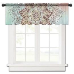 Curtain Mandala Pattern Gradient Kitchen Small Window Tulle Sheer Short Bedroom Living Room Home Decor Voile Drapes