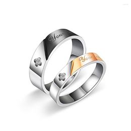 Cluster Rings Gift For Men Women Love Forever Couple Ring Of Steel Cubic Zirconia Wedding Jewelry Anneau Nuevos Anillos