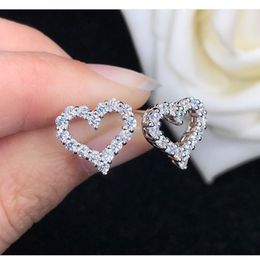 Stud Brincos de coração genuínos com certificação GRA aprovados no teste de diamante feminino Brincos de diamante de prata pura joias 230801