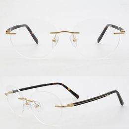 Sunglasses Frames Women Round Rimless Eyeglass Men Optical Glasses Light Metal Business Spectacles Prescription Gold Silver Eyewear