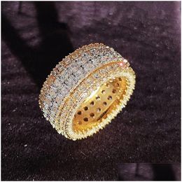 Wedding Rings Choucong Brand Sparkling Luxury Jewellery 925 Sterling Sier Gold Fill 4 Rows Stack 5A Cubic Zircon Cz Diamond Gemstones Dhkle