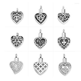 Pendant Necklaces Fashion Jewellery Urn Heart Crystal Cremation Ash Necklace Memorial Gift For Women Mother Stainless Steel