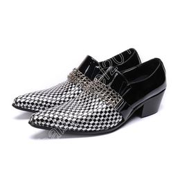 Men Shoes 6.5cm High Heel Pointed Toe Designer's Genuine Leather Dress Shoes Oxfords zapatos de hombre sepatu pria