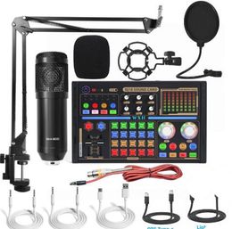 BM 800 DJ18 Professional Audio Microphones V8 Pro Sound Card Set BM800 Mic Studio Condenser for OTG Type-C TV Live Vocal Recording Podcast Performance Youtube Tiktok
