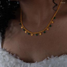 Necklace Earrings Set Sweet Personality Bracelet Green Pink Star Moon Clavicle Chain Stainless Steel Boudoir Honey Jewellery