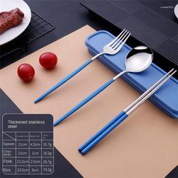 Dinnerware Sets High-temperature Paint Baking Spoon Fork Chopsticks Anti-slip Head Stainless Steel Travel Tableware Multi-color