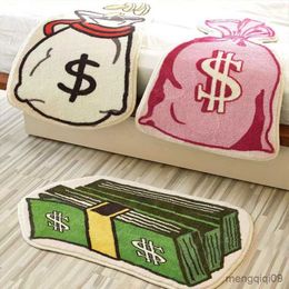 Carpets Purse Shaped Rug Soft Fur Area Rugs Girl Makeover Carpet Bedside Bedroom Home Living Room Floor Dollar Money Bag Rug Decoration R230801