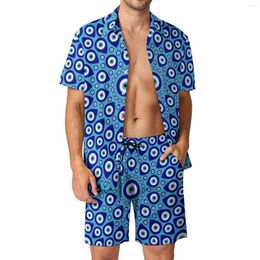 Men's Tracksuits Nazar Evil Eye Men Sets Greek Mati Casual Shirt Set Hawaii Fitness Outdoor Shorts Summer Print Suit Two-piece Clothing Plus