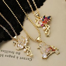 Pendant Necklaces Maisar Fashion High Quality Gold Colour Full Zircon Jewellery Flamingo For Women Party Birthday Gifts
