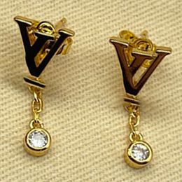 Vintage Antique Copper Earrings Women Diamond Pendant Letter Hollow Retro Classic Brass Jewellery Stylish Eardrops