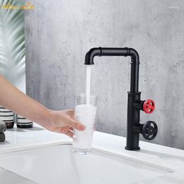 Bathroom Sink Faucets Kitchen And Cold Double Handle Deck Basin Tap Black Faucet Industrial Style