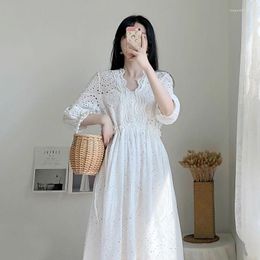 Casual Dresses Female 2023 Lace Fancy Women's Dress Bandage Beach Midi Clothing Boho Retro Harajuku Korean Style Aesthetic Xl Y2k X Xxl