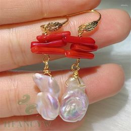 Dangle Earrings 13-15mm Multi-Color Baroque Pearl Earring 18k Hook Flawless Women Accessories Gift