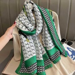 Scarves 180*90cm Luxury Brand New Style Autumn Winter Popular Flower Headcloth Women Fashion Silk Print Scarf Ladies Beach Shawl foulard Y23