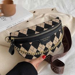 Hbp Crossbody Bags Evening Bag Luxury Branded Womens Knitted Waist Fashion Plaid Fanny Pack Shoulder Designer Chain Small Chest Purses 220811