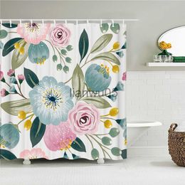 Shower Curtains Flower Leaf Printing Personality Shower Curtain Waterproof 3D Fabric Floral Plant Leaves Bathroom Curtain Home Decoration x0731