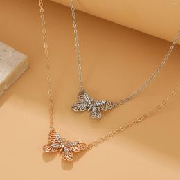 Chains Simple Shiny Butterfly Necklace Exquisite Golden Crystal Pendant Collar Chain Ladies Wedding Party Jewellery Gifts