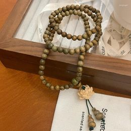Strand Sandalwood Zen Bracelet Green Buddhist Beads Multi-circle Rosary Boxwood Lotus Lovers Modern Gift
