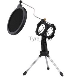 MP3/4 Docks Cradles GEVO Desktop Microphone Tripod Stand Shock Mount Desk Mic Holder with Pop Philtre Net for Podcast Chatting x0731