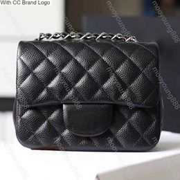 CC Shoulder Bags 10A Top Tier Quality Luxury Designer Mini Square Flap Bag Real Leather Caviar Lambskin Classic Black Purse Quilted Hangbags Crossbody Shoulder