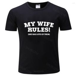 Men's T Shirts Mens Short Sleeve Shirt MY WIFE RULES - FUNNY PRINTED GIFT FOR HUSBAND NOVELTY HUMOUR Fashion Tee-shirt